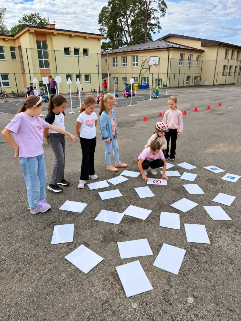 Deti hľadajú dvojice dopravných značiek
